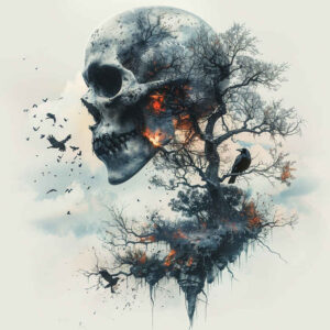 skull-tattoo – tattoo design ideas free ai generated – horror – for-lower-chest – Gallery: skulls-inkby-ai