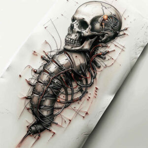 skull-tattoo – tattoo design ideas free ai generated – sinister – for-lower-arm – Gallery: skulls-inkby-ai