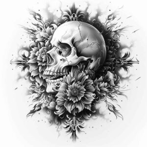 skull-tattoo – tattoo design ideas free ai generated – spine-chilling – for-elbow – Gallery: skulls-inkby-ai