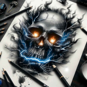 spiritual-skull-tattoo – tattoo design ideas free ai generated – ominous – for-lower-leg – Gallery: skulls-inkby-ai