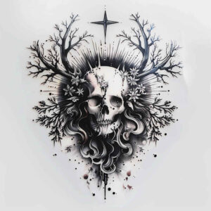 spiritual-skull-tattoo – tattoo design ideas free ai generated – twisted – for-toe – Gallery: skulls-inkby-ai