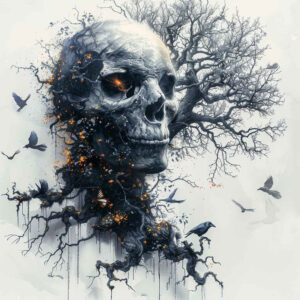strength-motif-skull-tattoo – tattoo design ideas free ai generated – blood-red – for-heel – Gallery: skulls-inkby-ai