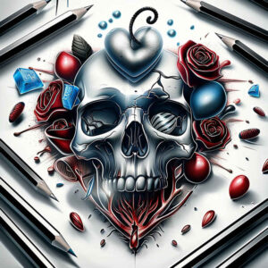 strength-motif-skull-tattoo – tattoo design ideas free ai generated – faded – for-calf – Gallery: skulls-inkby-ai