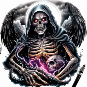 strength-motif-skull-tattoo – tattoo design ideas free ai generated – phantom – for-lower-chest – Gallery: skulls-inkby-ai