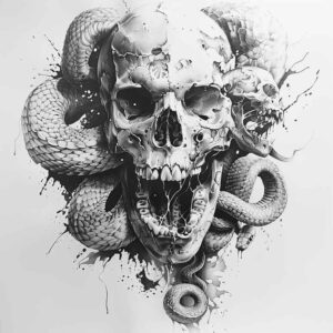 surreal-effect-skull-tattoo-for-men – tattoo design ideas free ai generated – blackwork – for-hand – Gallery: skulls-inkby-ai
