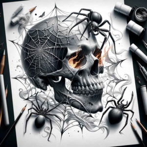 surreal-effect-skull-tattoo-for-men – tattoo design ideas free ai generated – invisible-entity – for-back-shoulder – Gallery: skulls-inkby-ai