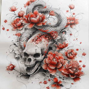 surreal-effect-skull-tattoo-for-men – tattoo design ideas free ai generated – sacrifice – for-neck – Gallery: skulls-inkby-ai