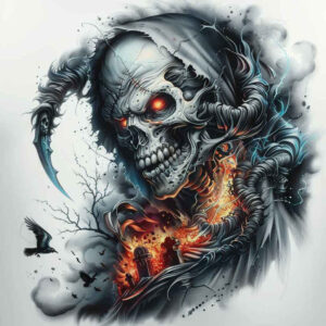 symbolic-meaning-skull-tattoo – tattoo design ideas free ai generated – uncanny – for-knee – Gallery: skulls-inkby-ai