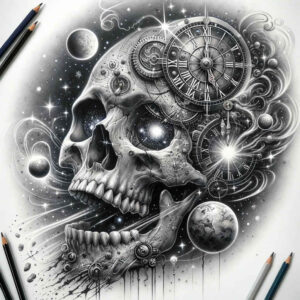 symbolic-skull-tattoo – tattoo design ideas free ai generated – broken – for-upper-shoulder – Gallery: skulls-inkby-ai
