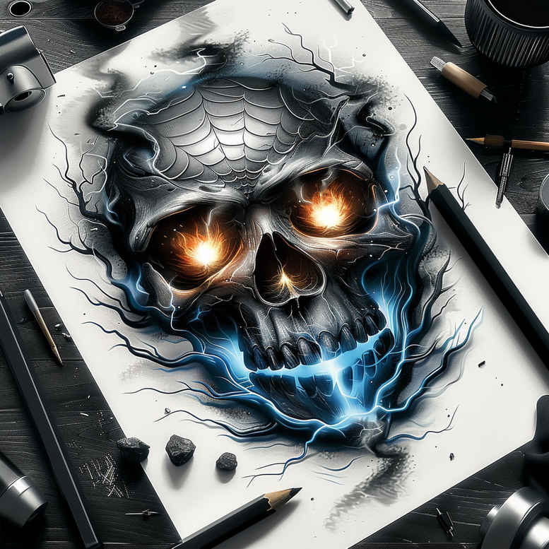 skulls tattoo design ideas Realism natural look afterlife marker for arm
