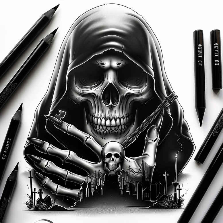 skulls tattoo design ideas wide-angle bone detailing for back