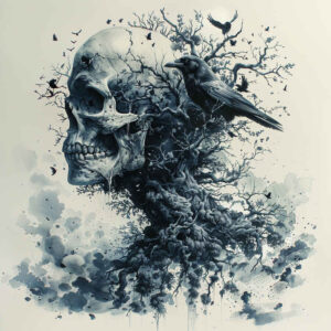 skulls tattoo design ideas Surrealism unreal bone detailing for shin