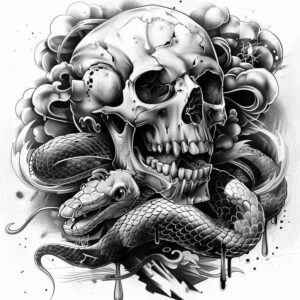 skulls tattoo design ideas Surrealism illusionary bone symbolising endurance