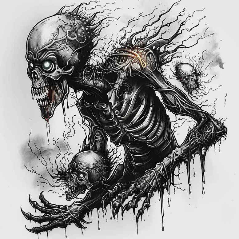 skulls tattoo design ideas Realism natural tones broken visage embodying resilience