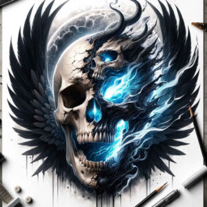 skulls tattoo design ideas Surrealism dreamscape dark beauty for sternum