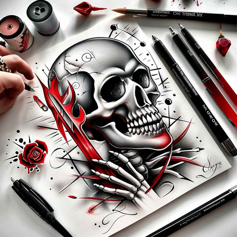 skulls tattoo design ideas Realism photographic quality death charm for nape