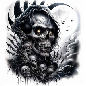 skulls tattoo design ideas Realism organic structure death for behind ear