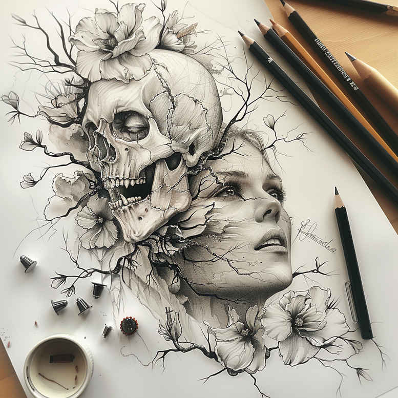 skulls tattoo design ideas Realism natural look decay for side torso