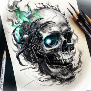 skulls tattoo design ideas gentle shadow decay lines for chest