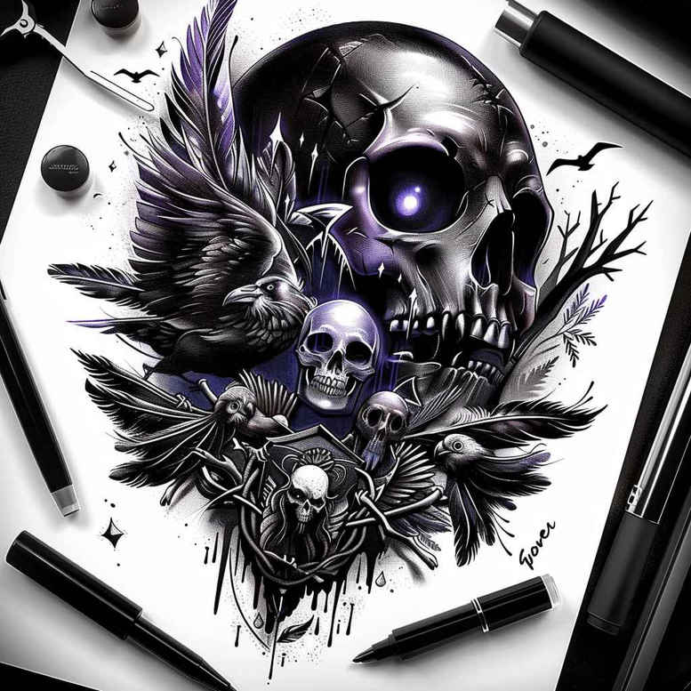 skulls tattoo design ideas real-life shading decay pattern for side torso