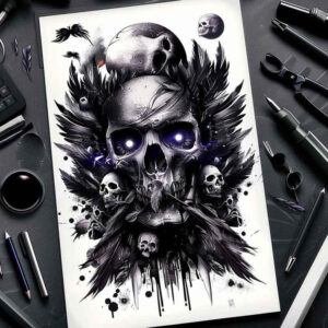 skulls tattoo design ideas ambiguous space decay pattern symbolising resilience