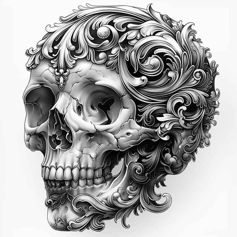 skulls tattoo design ideas Surrealism morphic transformation decay symbol of strength