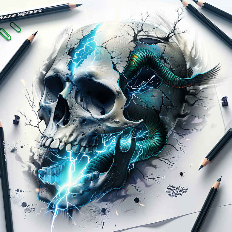 skulls tattoo design ideas Surrealism hallucinogenic edgy realism for lower thigh