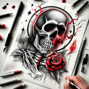 skulls tattoo design ideas Surrealism hallucinogenic eternal silence for inner arm