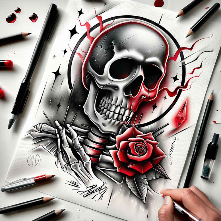 skulls tattoo design ideas Surrealism hallucinogenic eternal silence for inner arm