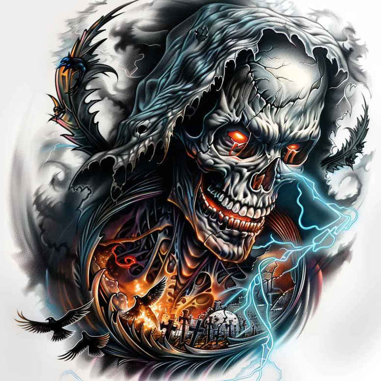 skulls tattoo design ideas Surrealism fragmentation gothic determination and power