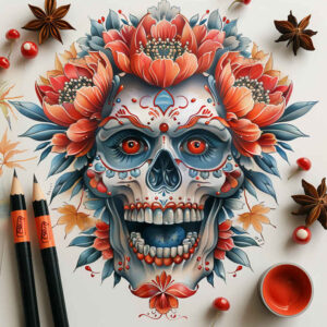 skulls tattoo design ideas subtle tone gothic for sternum