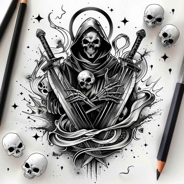 skulls tattoo design ideas bold texture gothic for upper chest