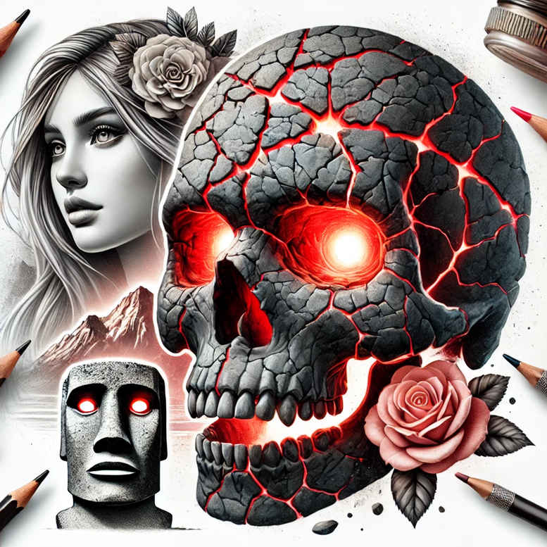 skulls tattoo design ideas close-up gothic symbol of determination