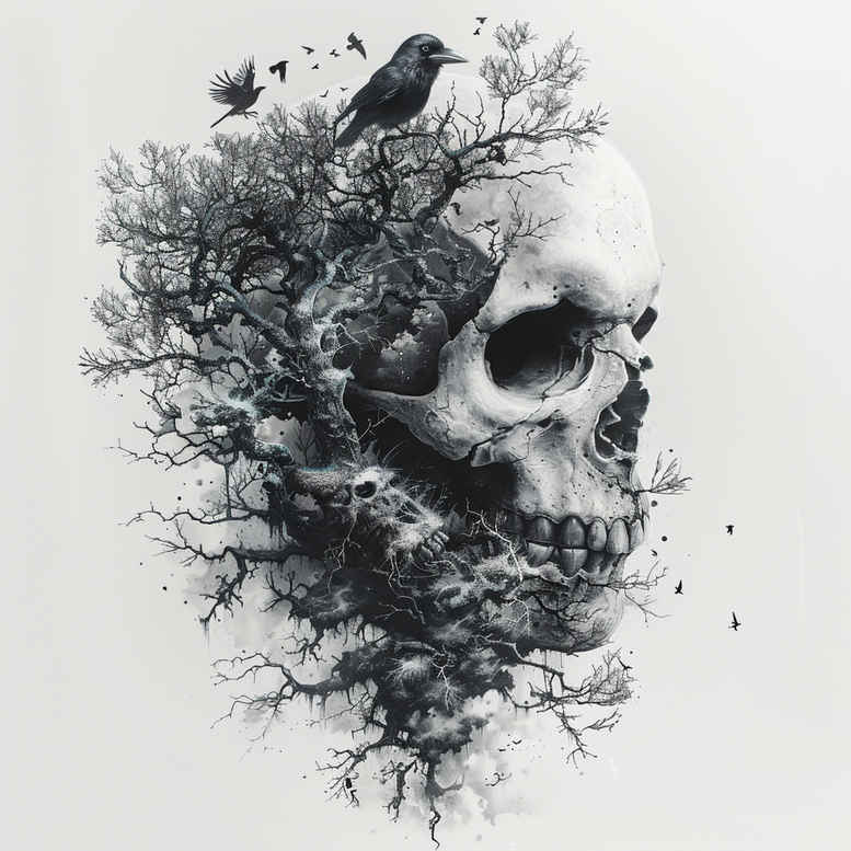 skulls tattoo design ideas Surrealism fragmentation grim tone determination and power