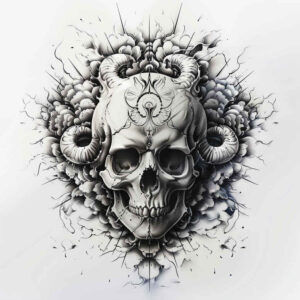 skulls tattoo design ideas Surrealism hyperreal grim tone for biceps