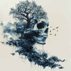 skulls tattoo design ideas Realism smooth gradients grim tone for ribs