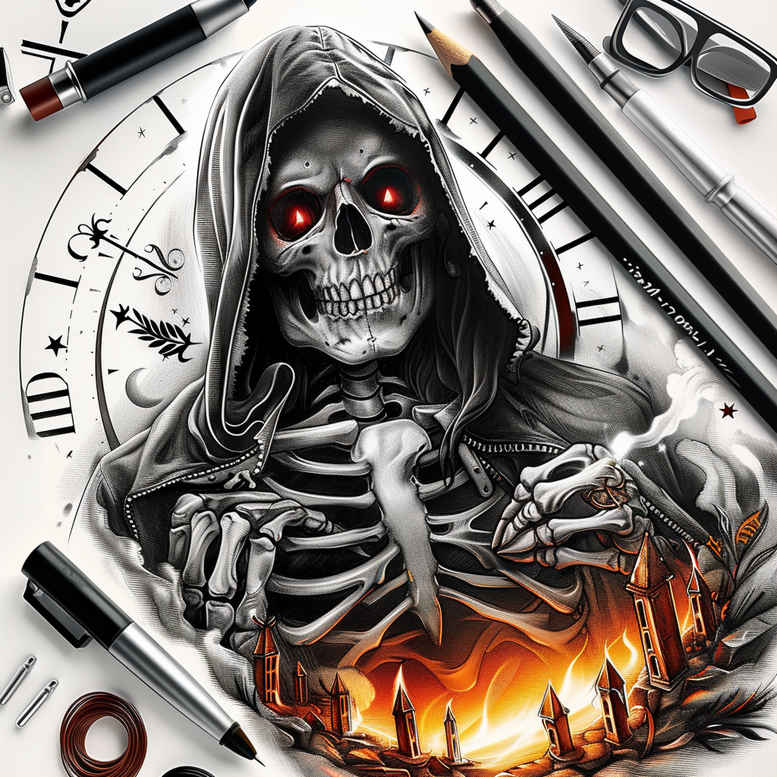 skulls tattoo design ideas Surrealism ethereal glow grim tone for toe