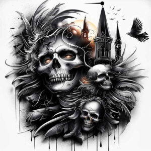 skulls tattoo design ideas Surrealism melting forms grim tone for wrist side