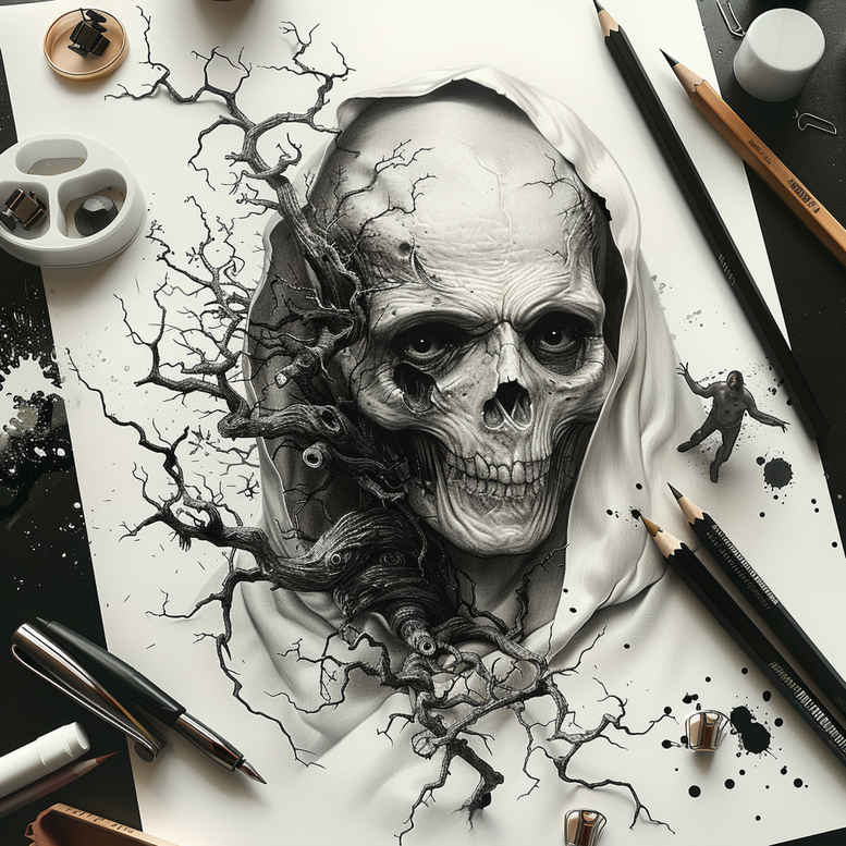 skulls tattoo design ideas Realism anatomical accuracy grim tone symbolising endurance