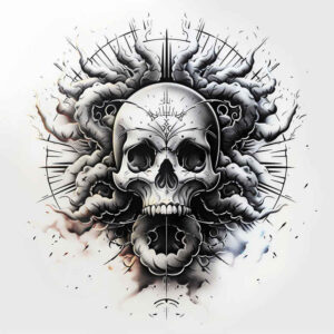 skulls tattoo design ideas black-and-white haunted symbol for side