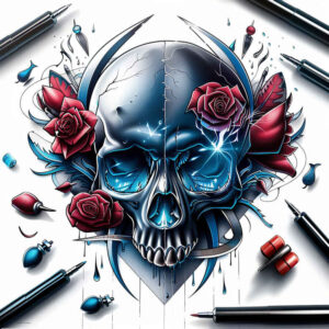 skulls tattoo design ideas bright color haunted symbol shows strength