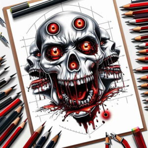 skulls tattoo design ideas Surrealism fantasy-inspired hollow stare shows determination