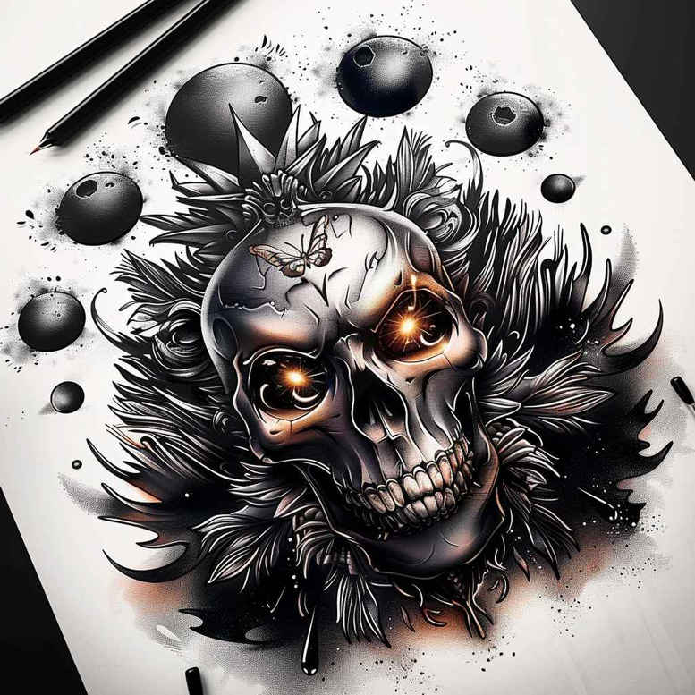 skulls tattoo design ideas Surrealism dreamlike inner structure determination and power