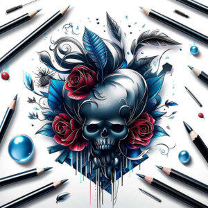skulls tattoo design ideas Realism reflective light inner structure for heel