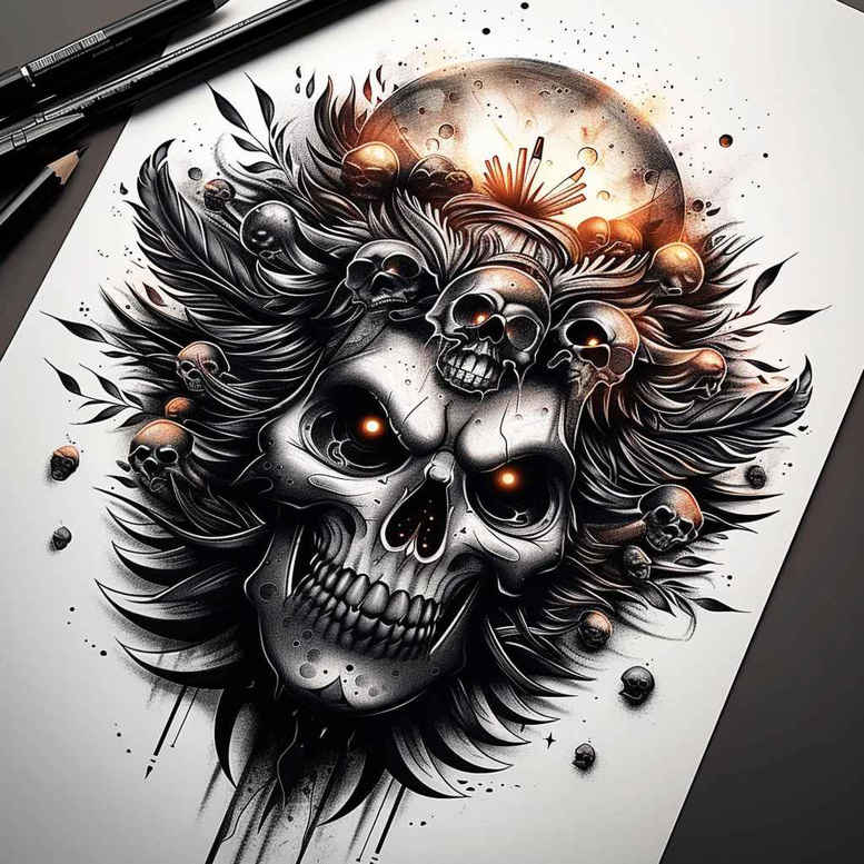 skulls tattoo design ideas drawing inner structure for inner arm