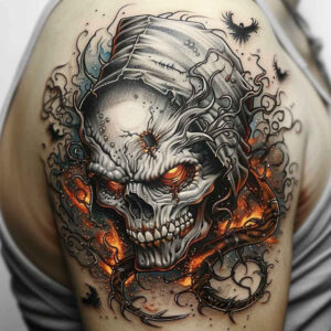skulls tattoo design ideas realistic shadowing inner structure represents determination