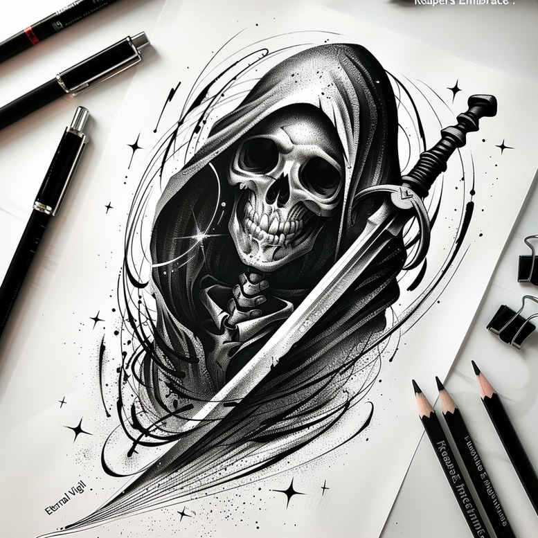 skulls tattoo design ideas Surrealism unreal life reminder for arm
