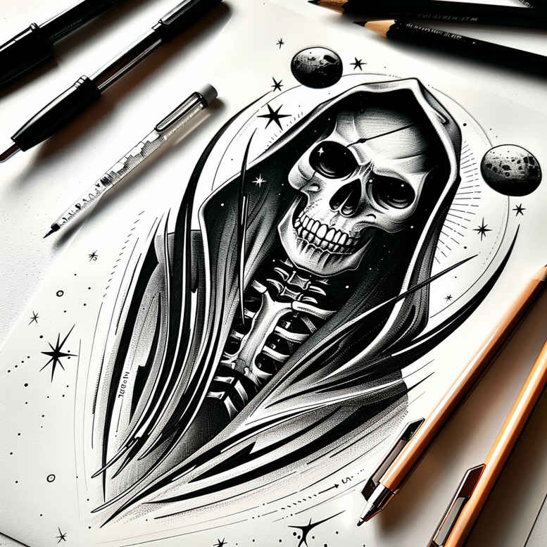 skulls tattoo design ideas Surrealism morphic transformation macabre for back of neck