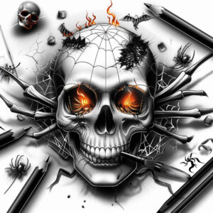 skulls tattoo design ideas Realism deep shadows macabre for thigh