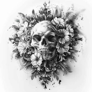 skulls tattoo design ideas Surrealism psychic energy mortality for back of neck